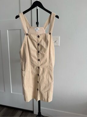 Socialite Cream Button-Front Pinafore Mini Dress